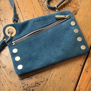 Hammitt Teal Suede Crossbody with Gold Studs